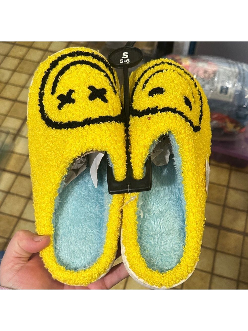 Cozy Yellow Smiley Face Womens Slippers - Picture 5 of 10